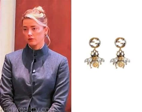 amber heard bee earrings gucci|Gucci amethyst earrings.